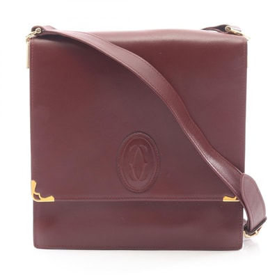 カルティエ CARTIER マストライン ショルダーバッグ バッグ レザー レディース ボルドー系 【中古】