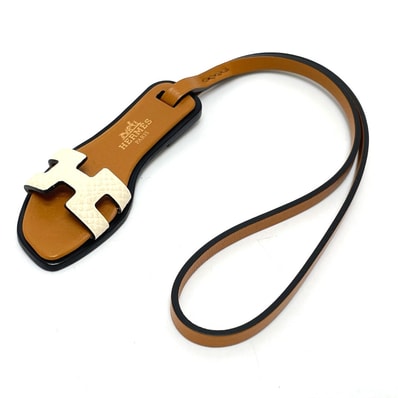 エルメス HERMES オラン ナノ カバン バッグチャーム チャーム エプソン ナタ ブラウン 未使用