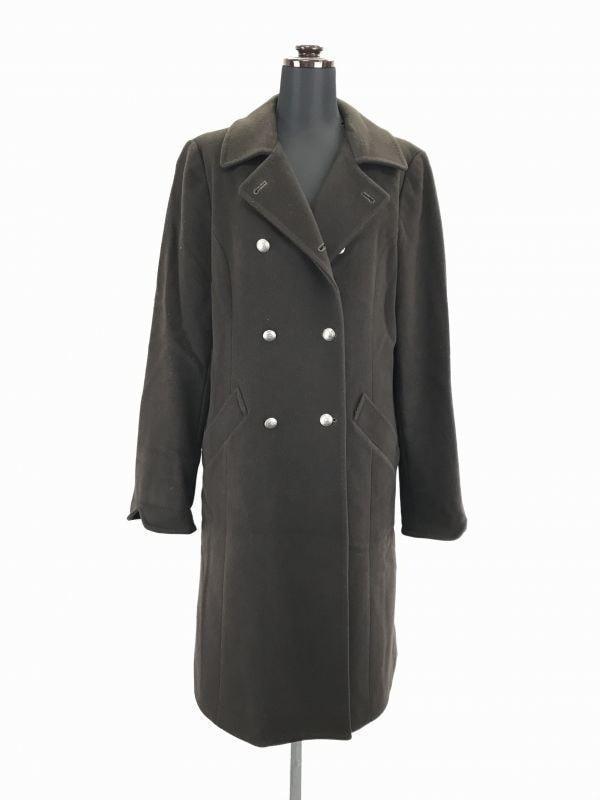 ブルックスブラザーズ★ダブルブレスト/ウールロングコート/アウター【サイズ4/M/茶】ノーベント/ロゴ釦/Brooks Brothers◆BC32L