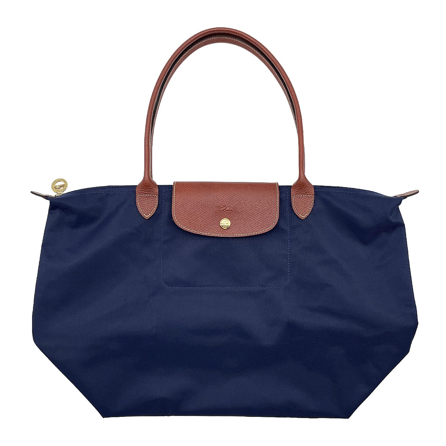 Longchamp ロンシャン ル プリアージュ ショッピング トートバッグ
 Lサイズ 肩掛け ナイロン レザー ネイビー レディース
 【中古】