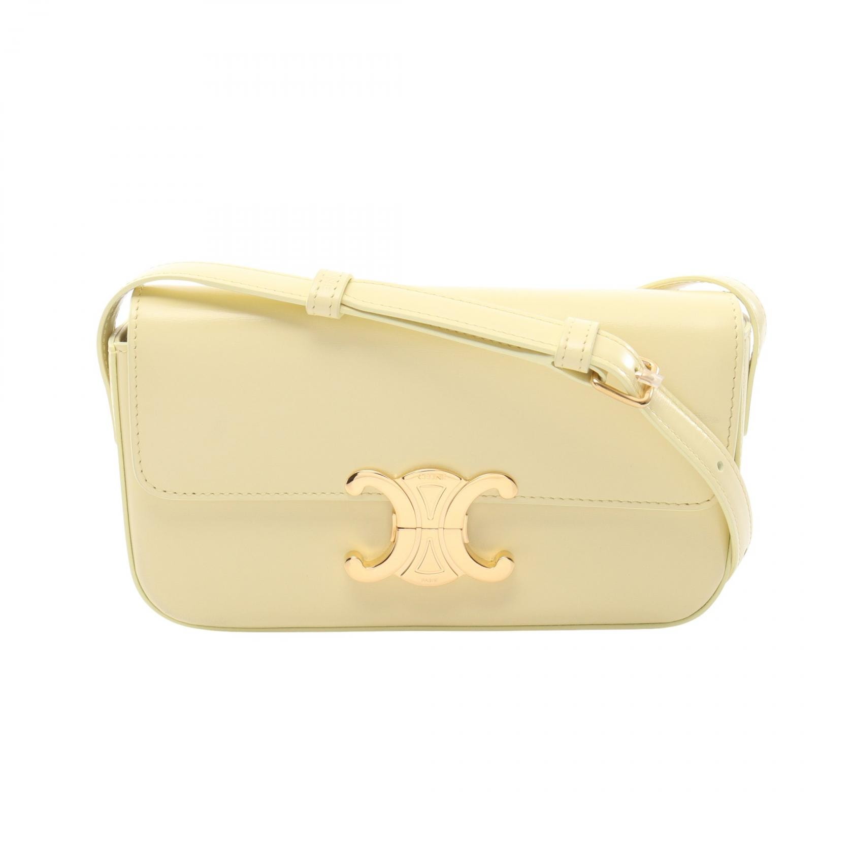 セリーヌ CELINE トリオンフ ショルダーバッグ バッグ レザー レディース イエロー系 【中古】