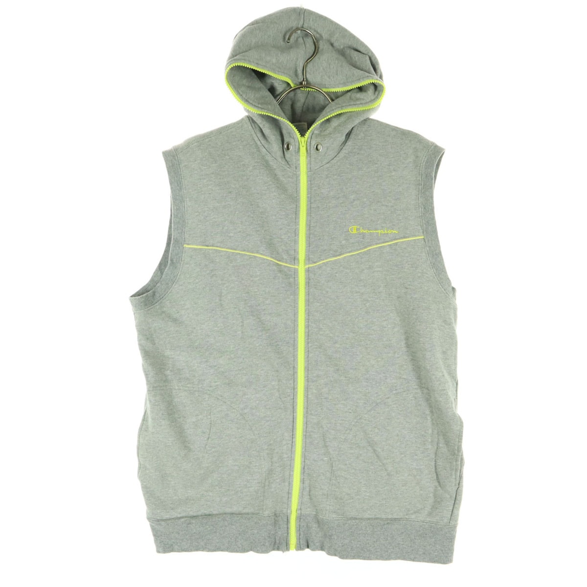 Champion チャンピオン ブランドロゴ ノースリーブ ジップパーカー L グレー