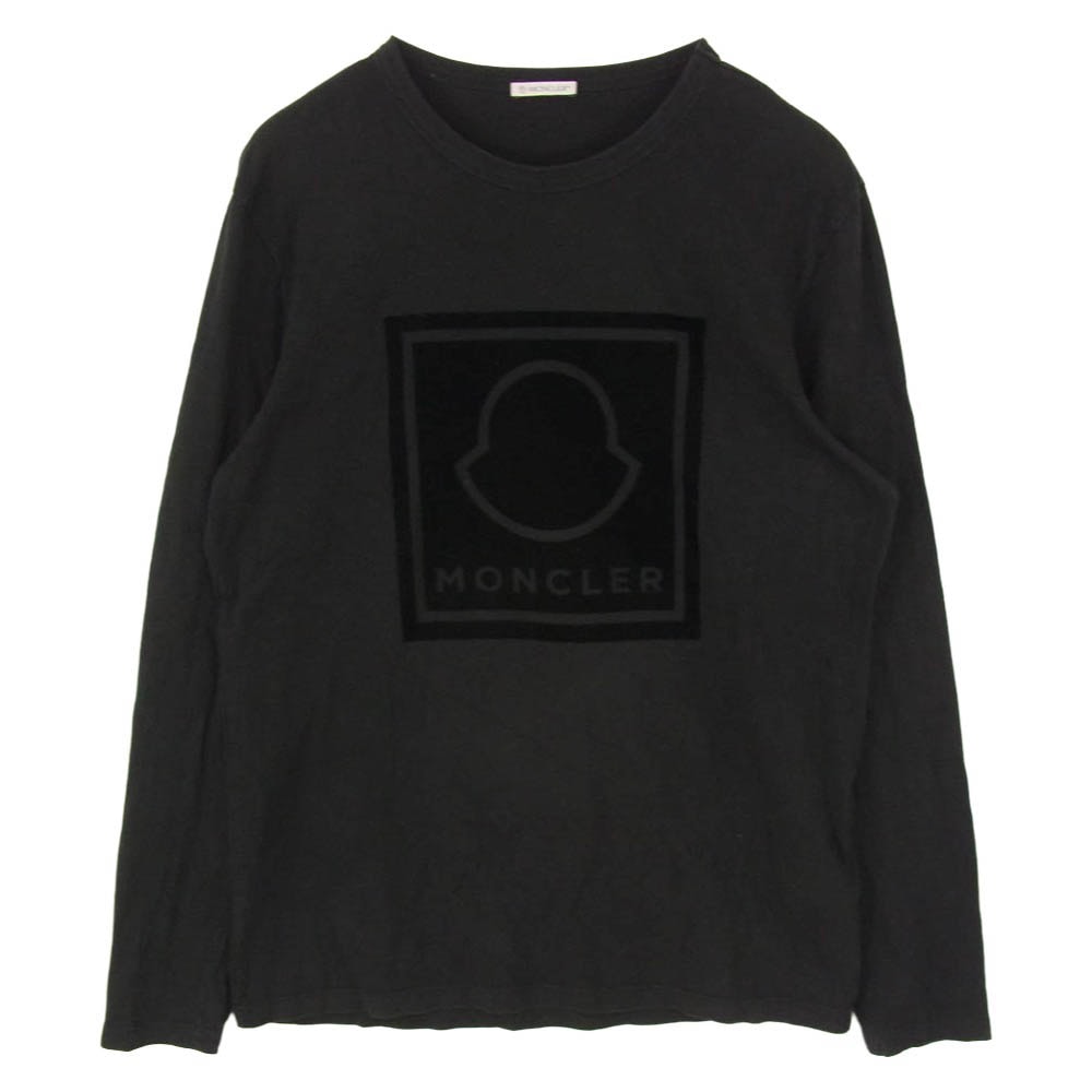 MONCLER モンクレール G20918D00002 MAGLIA T-SHIRT マグリア ベロア プリント 長袖 カットソー Tシャツ ブラック系 L【中古】