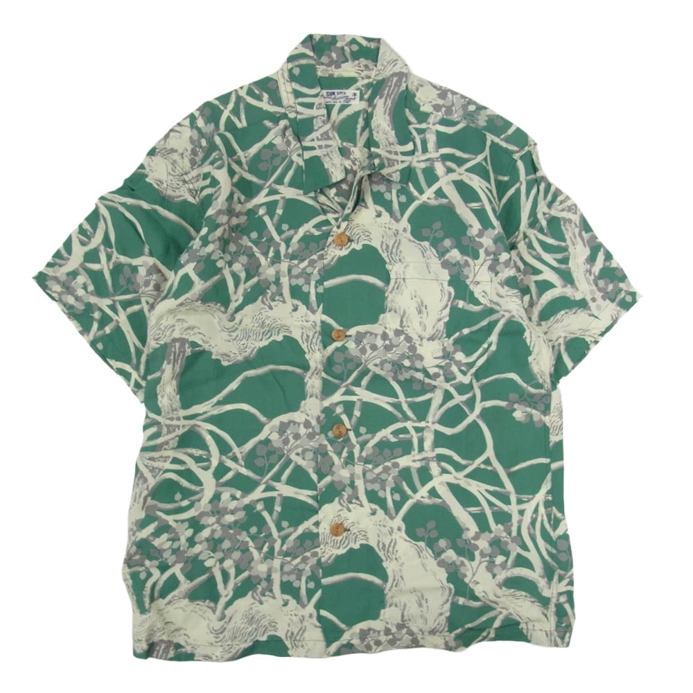 SUN SURF サンサーフ その他トップス SS36018 BANYAN TREE バニアンツリー アロハ ハワイアン 半袖 シャツ グリーン系 M【中古】