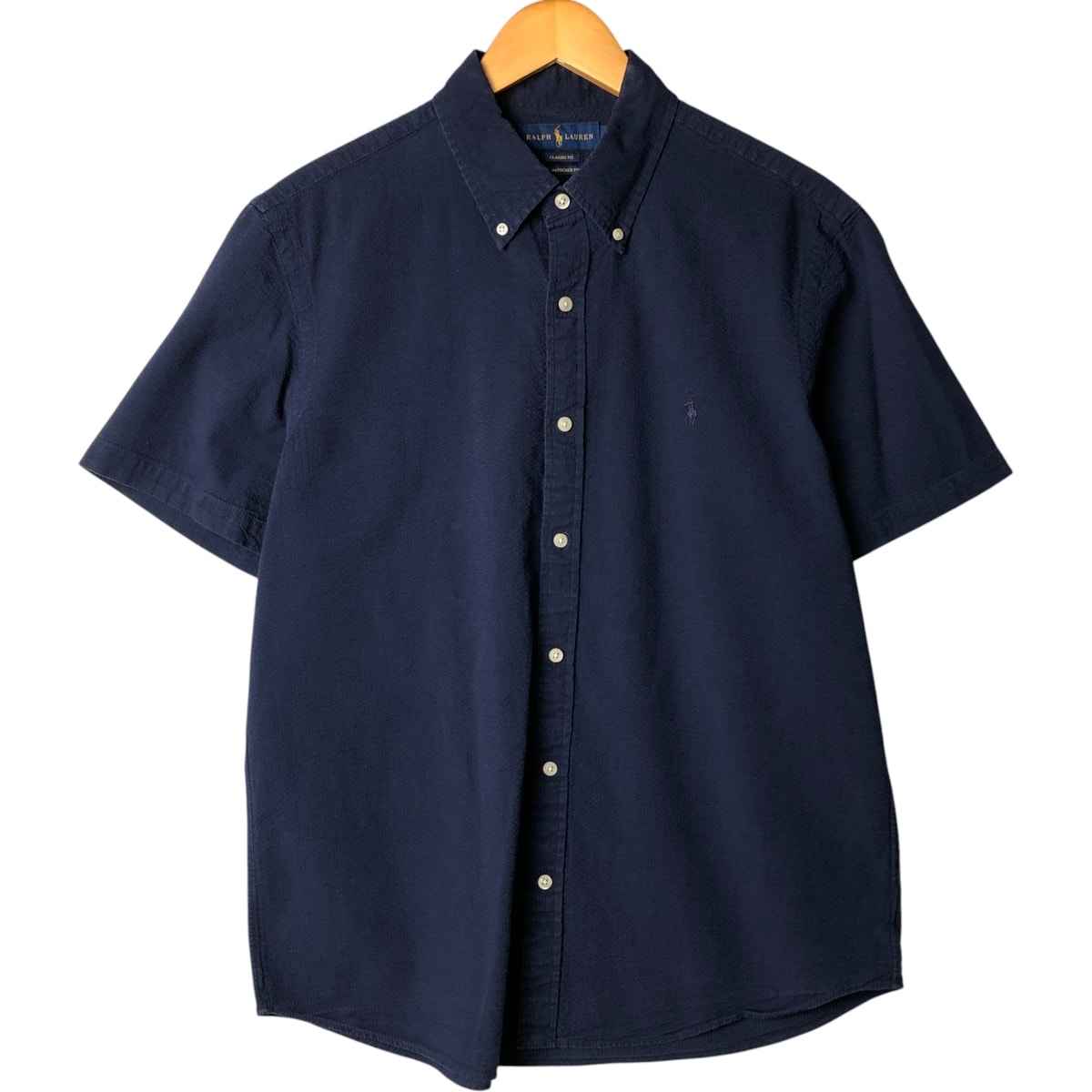 古着 ラルフローレン Ralph Lauren CLASSIC FIT シアサッカー 半袖 ボタンダウンシャツ メンズL相当/eaa576792