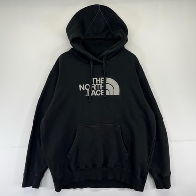 古着 ザ・ノースフェイス THE NORTH FACE パーカー プルオーバー ロゴ スウェット 大きいサイズ 2XL ブラック系 メンズ