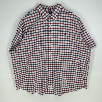 古着 ブルックスブラザーズ Brooks Brothers 半袖シャツ ボタンダウン 刺繍ロゴ 1818 3XL レッド系 チェック メンズ