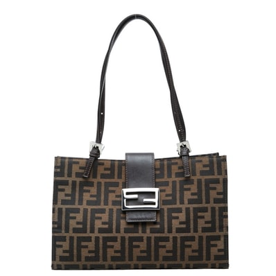フェンディ ズッカ ハンドバッグ ブラウン キャンバス レザー レディース FENDI 中古