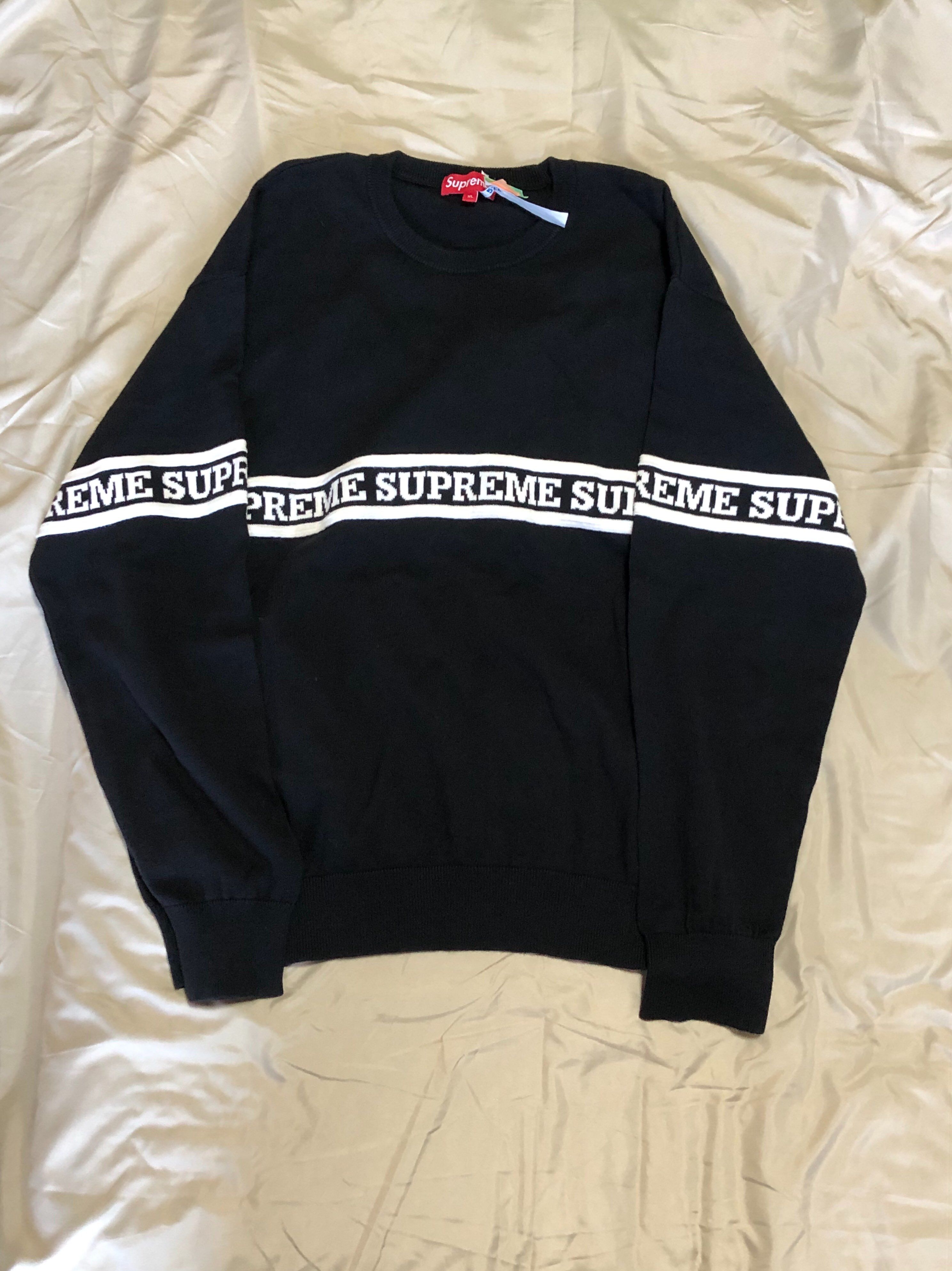 Supreme Logo Stripe Knit Top "Black"
