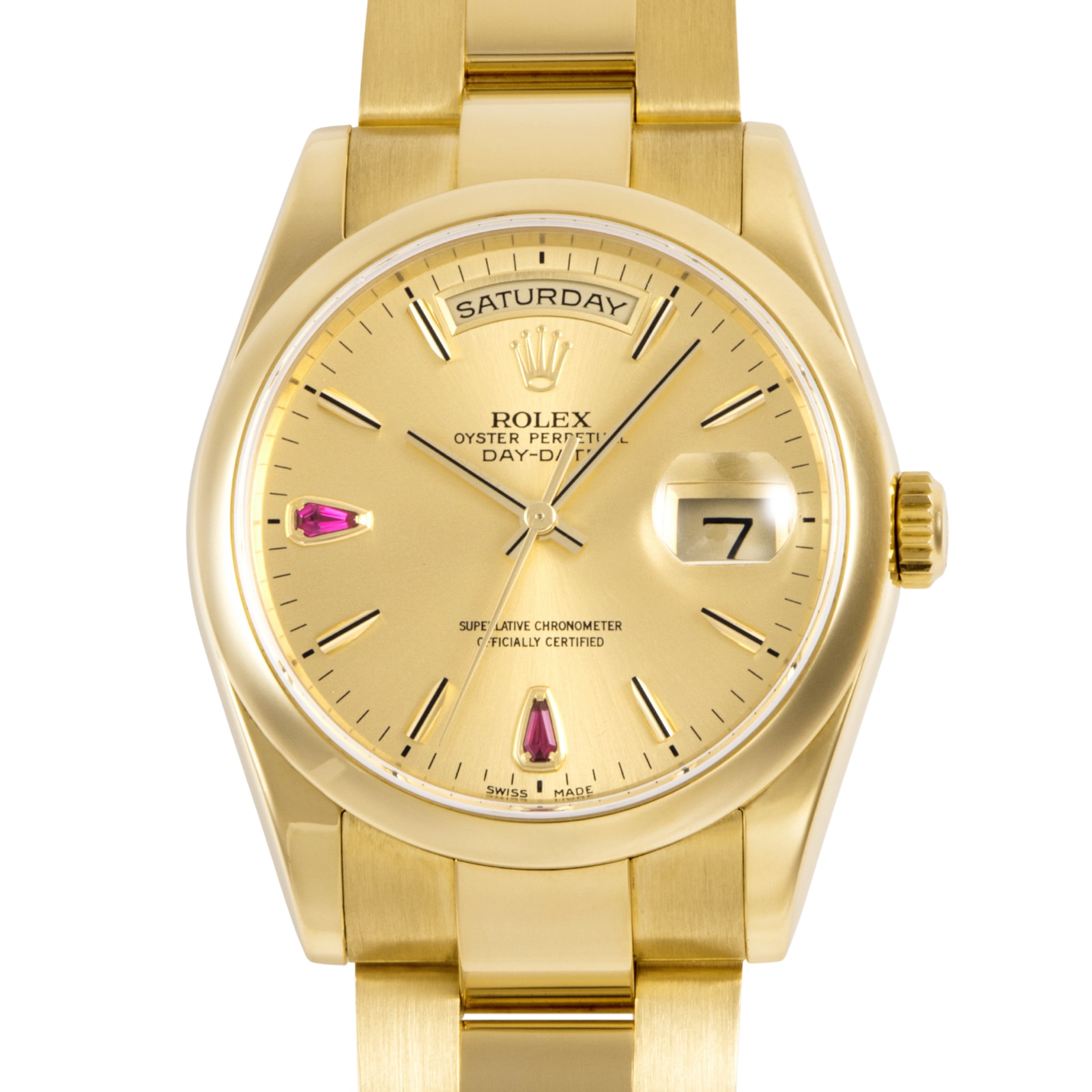 ROLEX ロレックス デイデイト 118208 P番 2Pルビー K18YG【中古】