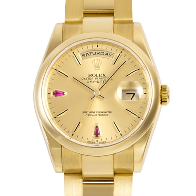 ROLEX ロレックス デイデイト 118208 P番 2Pルビー K18YG【中古】