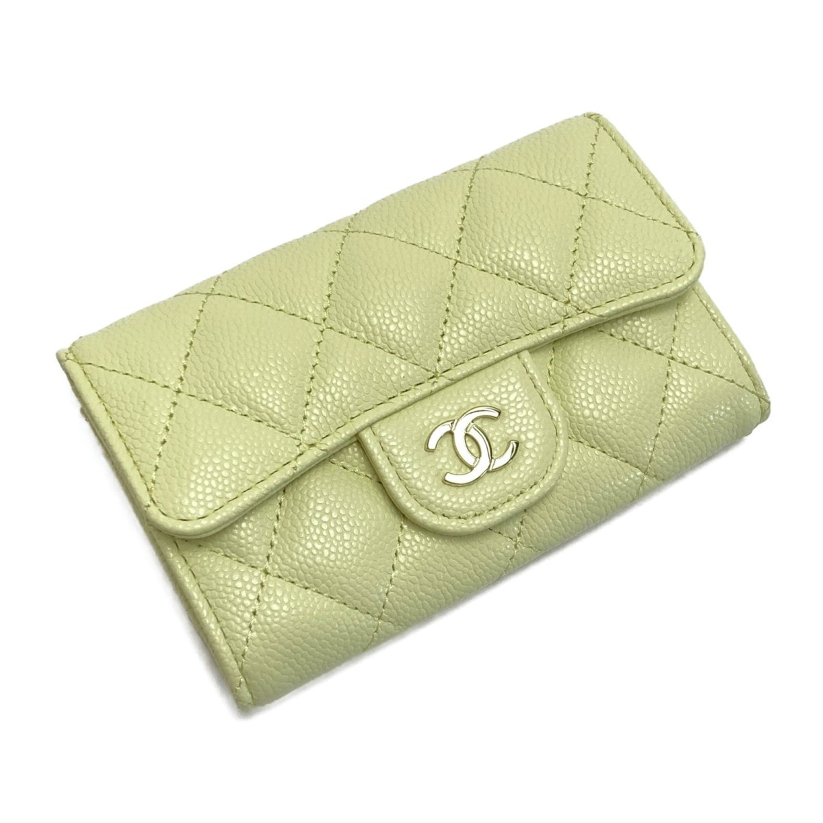 ☆☆CHANEL シャネル マトラッセ クラシック フラップ カードケース AP0214 ライトイエロー キャビアスキン
