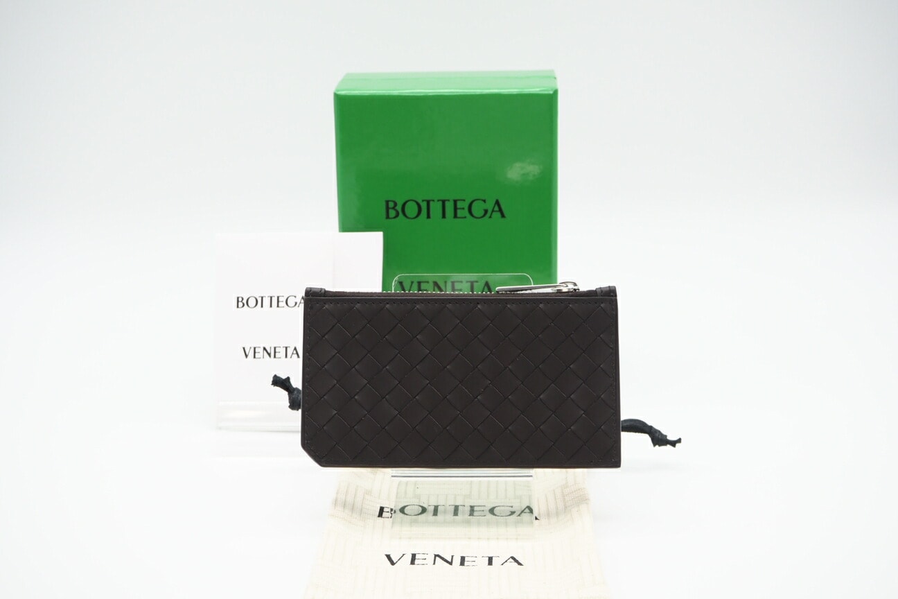 極美品 BOTTEGAVENETA ボッテガヴェネタ イントレチャート レザー フラグメントケース 805827V4LQ18803 コインケース ブラウン レザー メンズ