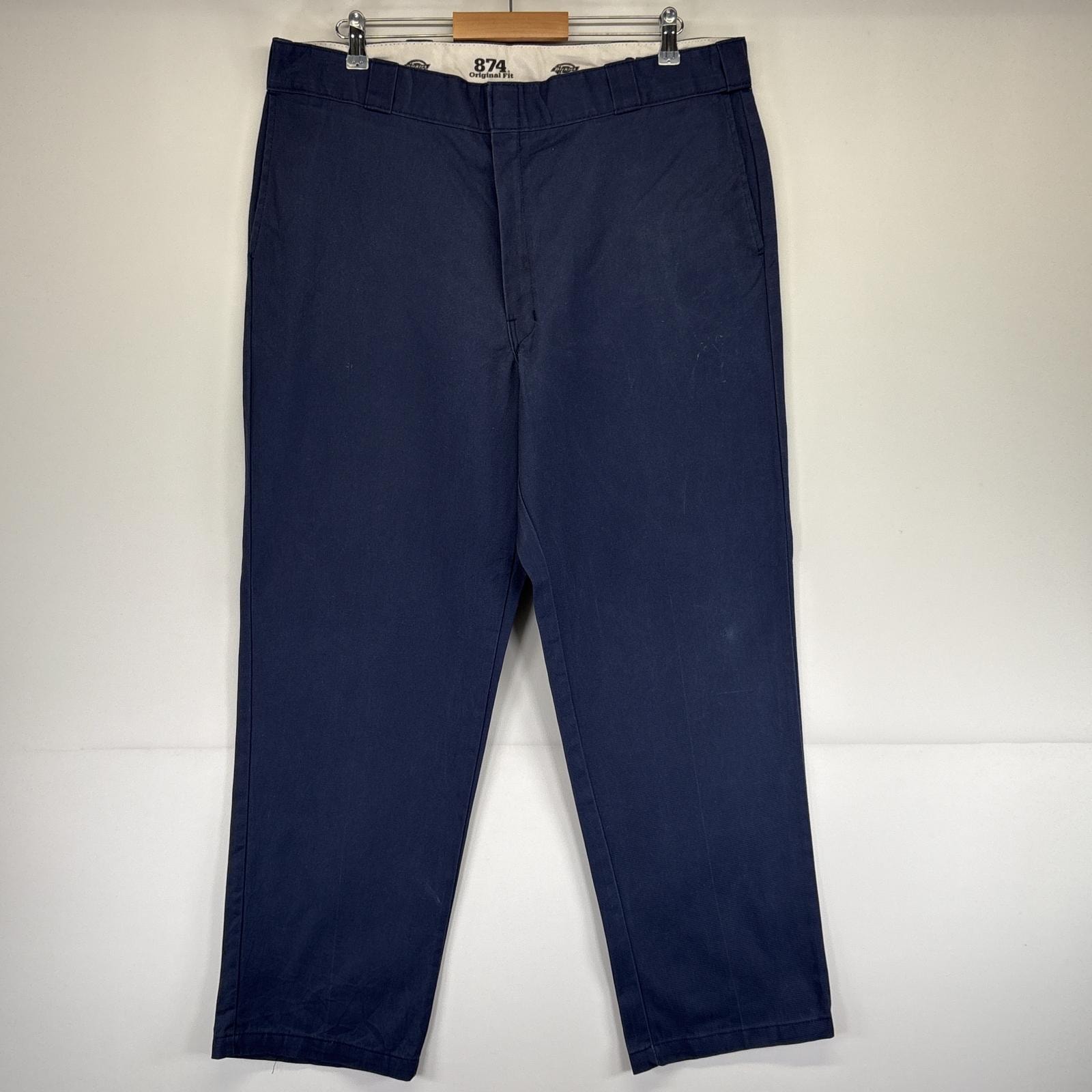 古着 ディッキーズ Dickies ワークパンツ 874 チノパン ジップフライ 大きいサイズ ワンポイントロゴ w40 L32 ネイビー メンズ