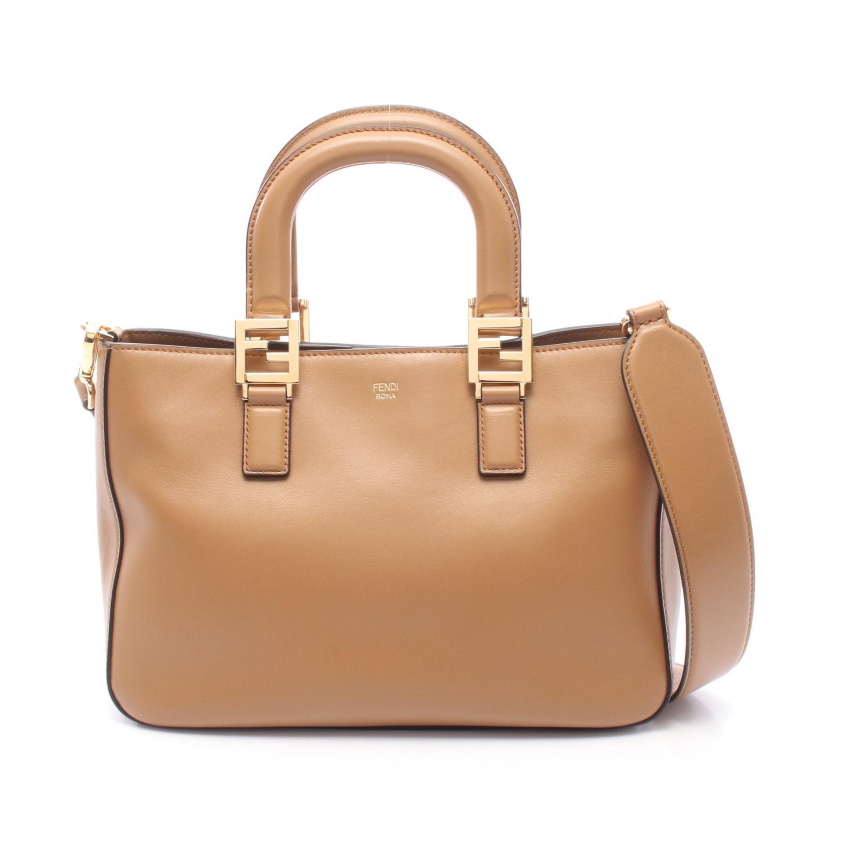フェンディ FENDI FFトートバッグ スモール 2WAY ハンドバッグ バッグ レザー レディース ブラウン系 8BH367 A9Y0 【中古】