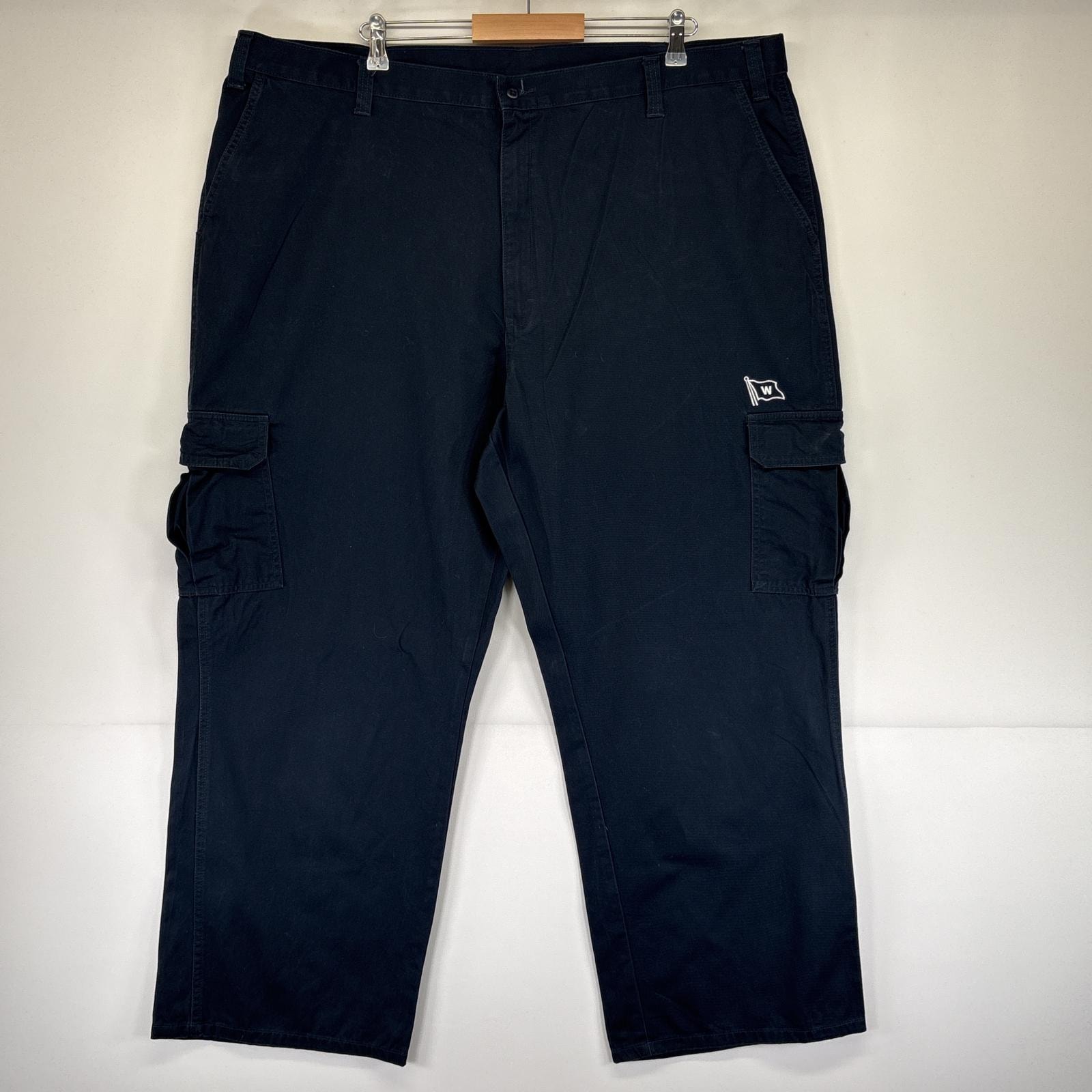 古着 ディッキーズ Dickies ワークパンツ カーゴパンツ ワンポイントロゴ 大きいサイズ 長ズボン ロングパンツ w46 L32  ネイビー メンズ