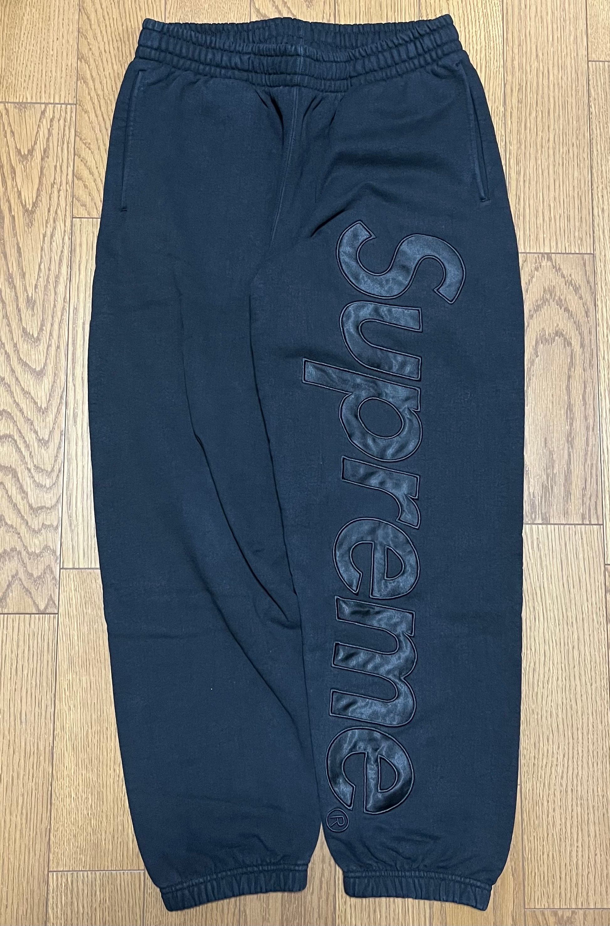 Supreme Satin Applique Sweatpant (23FW) "Black"