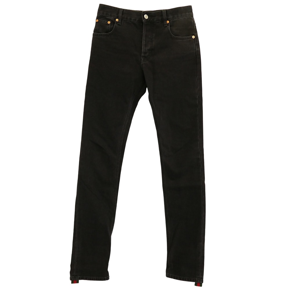 GUCCI グッチ デニムパンツ 796483 XDC29 Slim fit jeans スリム フィット デニム パンツ ブラック系 28【極上美品】【中古】