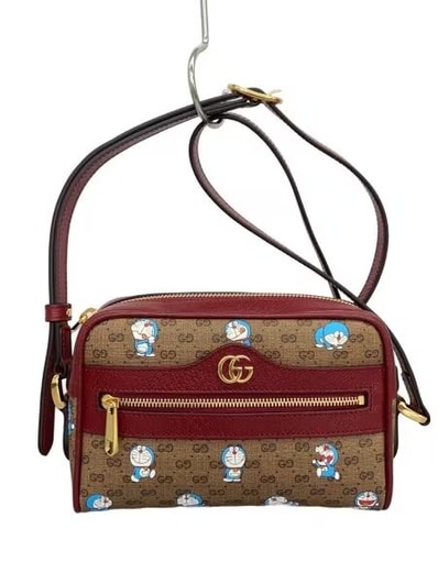 GUCCI x Doraemon GG Supreme Canvas Mini Shoulder Bag "Beige/Ebony/Cherry Red"