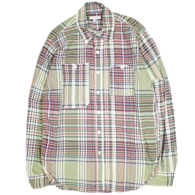Engineered Garments エンジニアードガーメンツ アメリカ製 Work Shirt - Cotton Madras Plaid マドラスチェックワークシャツ S Khaki/Navy/Red 長袖 トップス g25236