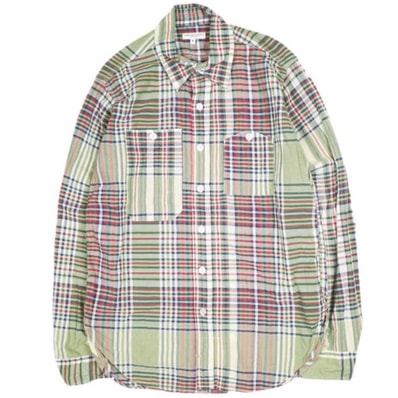 Engineered Garments エンジニアードガーメンツ アメリカ製 Work Shirt - Cotton Madras Plaid マドラスチェックワークシャツ S Khaki/Navy/Red 長袖 トップス g25236