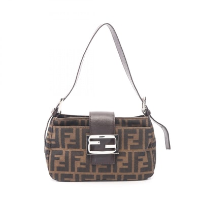 フェンディ FENDI ズッカ ハンドバッグ バッグ キャンバス レザー レディース ブラウン系 【中古】