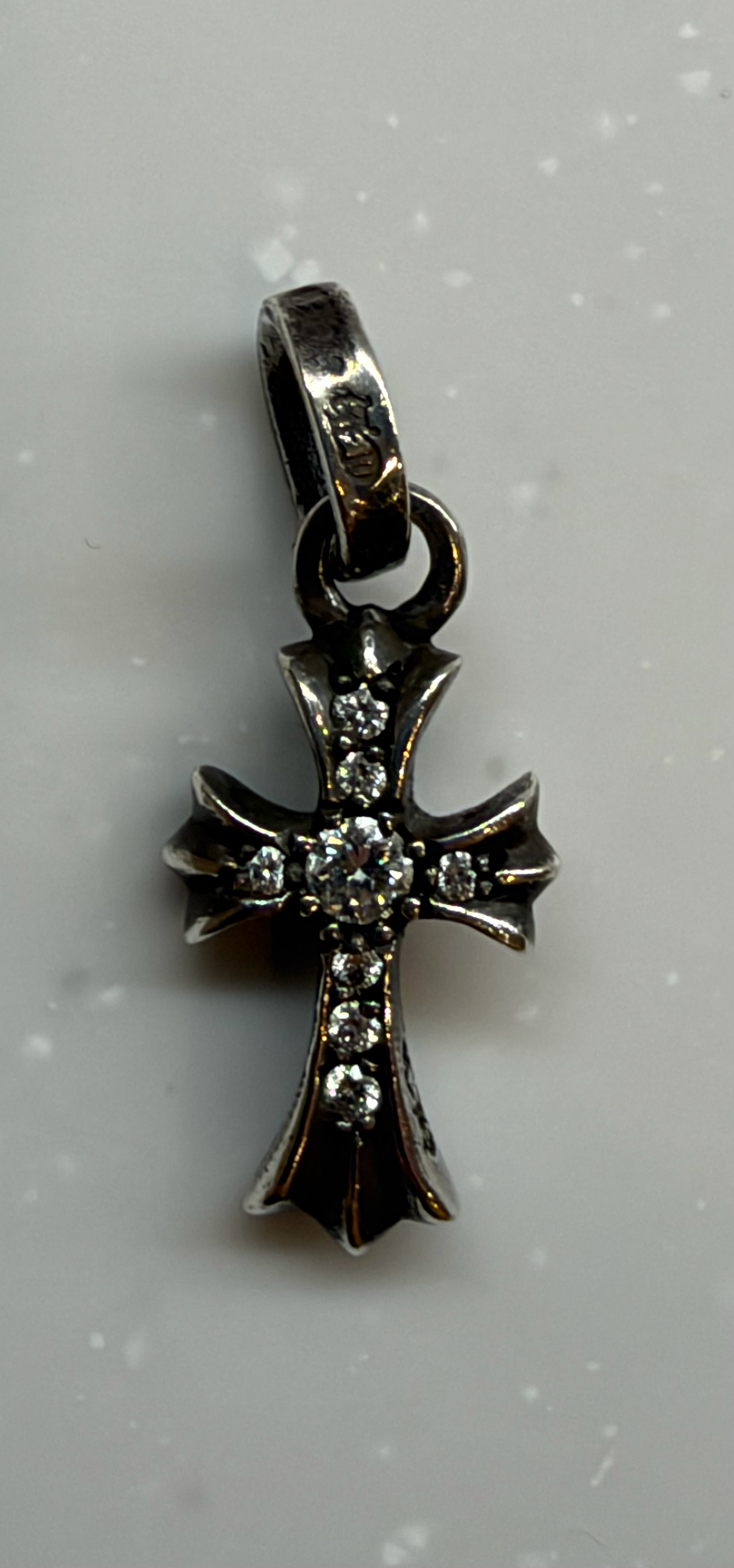 Chrome Hearts Cross Baby Fat Charm Pave Diamond "Silver"