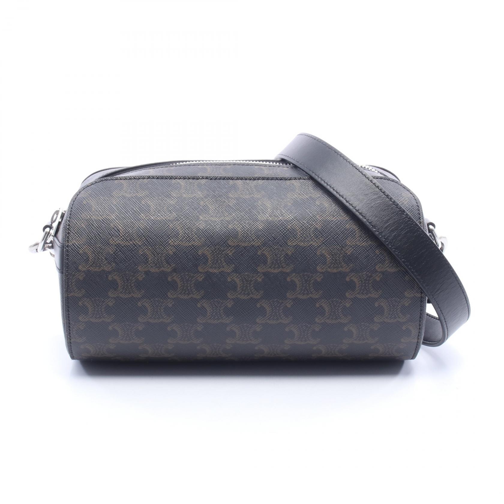 セリーヌ CELINE トリオンフ ショルダーバッグ バッグ PVCコーティングキャンバス レザー レディース ブラック系 / ブラウン系 116382EVJ 【中古】