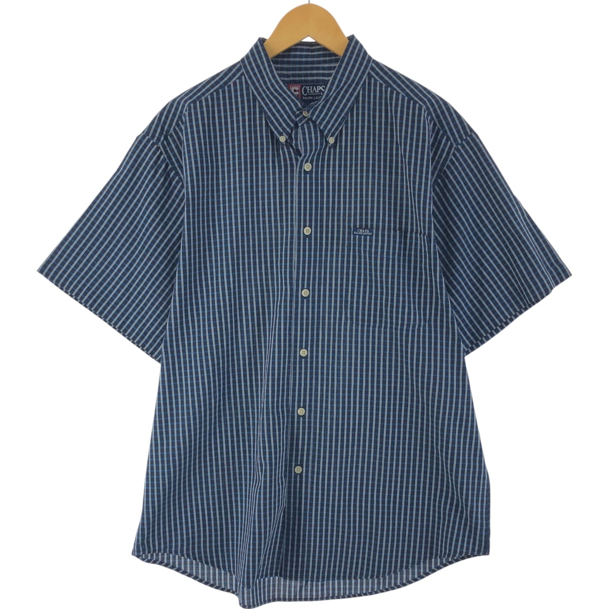 古着 90年代 ラルフローレン Ralph Lauren CHAPS チャップス 半袖 ボタンダウン チェックシャツ メンズL相当 ヴィンテージ/eaa539181