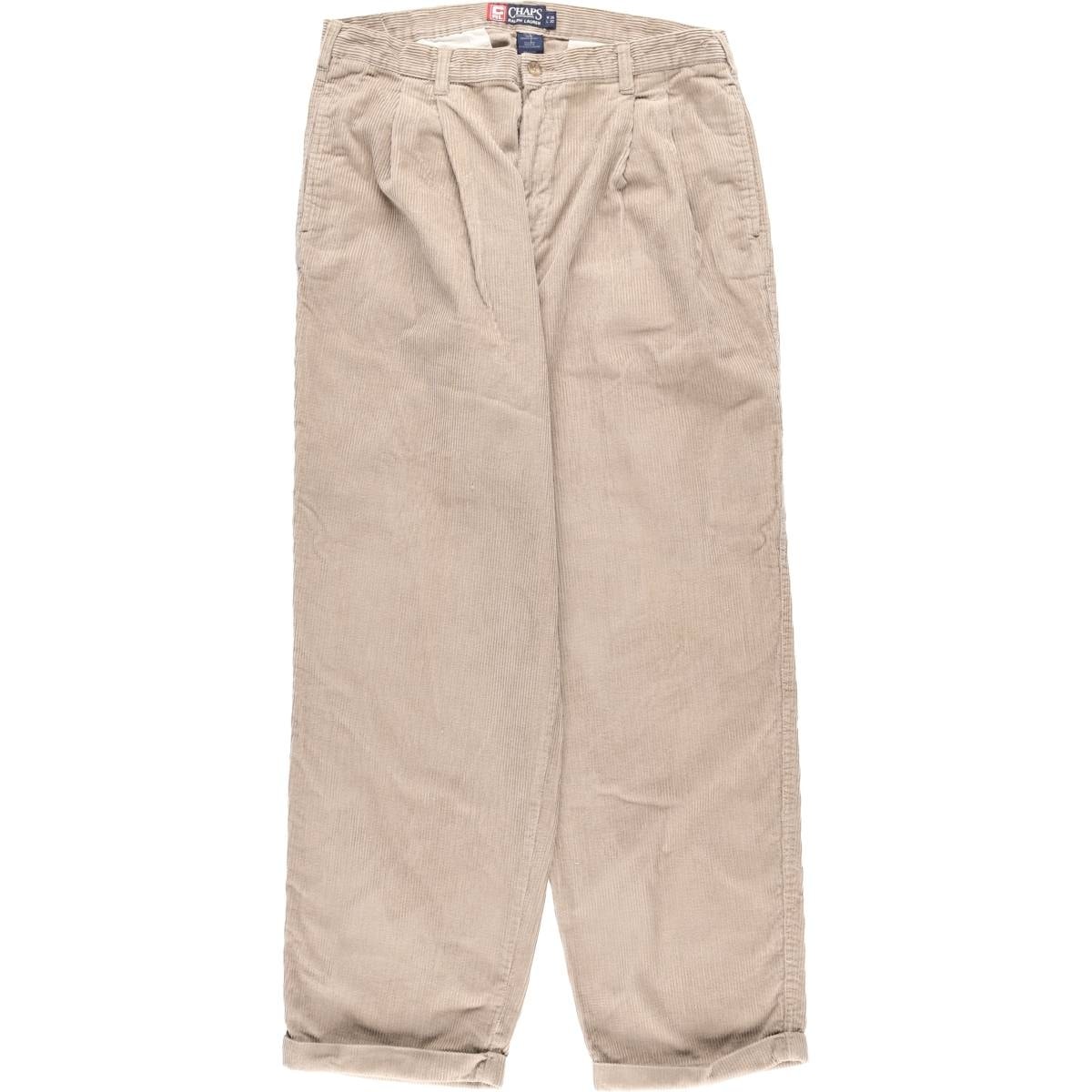古着 ラルフローレン Ralph Lauren CHAPS チャップス 太畝 ツータック コーデュロイパンツ メンズw35相当/eaa459794