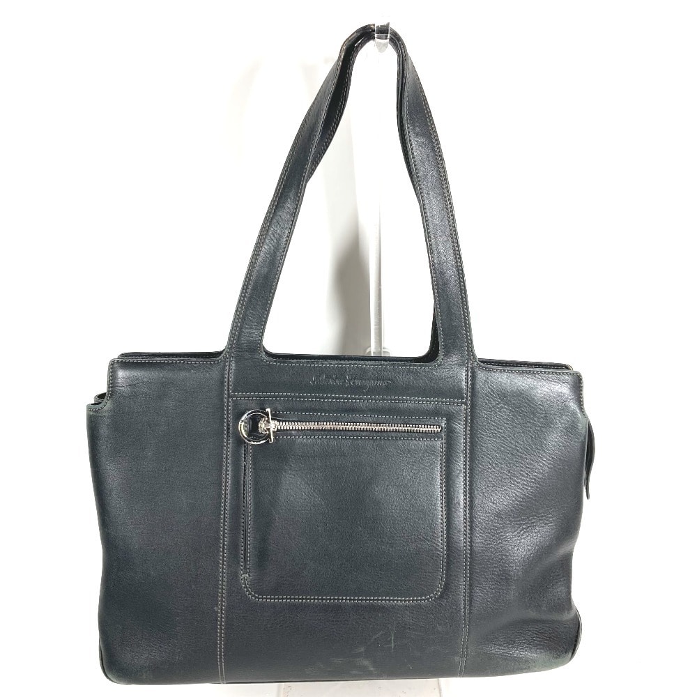サルヴァトーレフェラガモ Salvatore Ferragamo ロゴ カバン トートバッグ 肩掛け ショルダーバッグ レザー ブラック