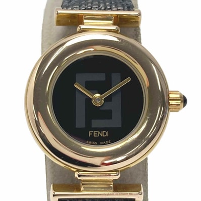 ☆☆FENDI フェンディ FFロゴ GP ラウンドフェイス 320L ブラック クォーツ レディース 腕時計