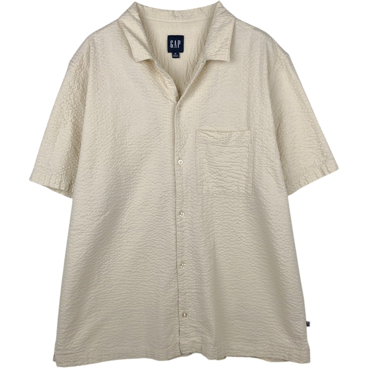 古着 00年代 ギャップ GAP シアサッカー 半袖 オープンカラー コットンシャツ ボックスシャツ メンズXL相当/eaa650740