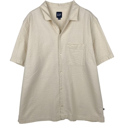 古着 00年代 ギャップ GAP シアサッカー 半袖 オープンカラー コットンシャツ ボックスシャツ メンズXL相当/eaa650740