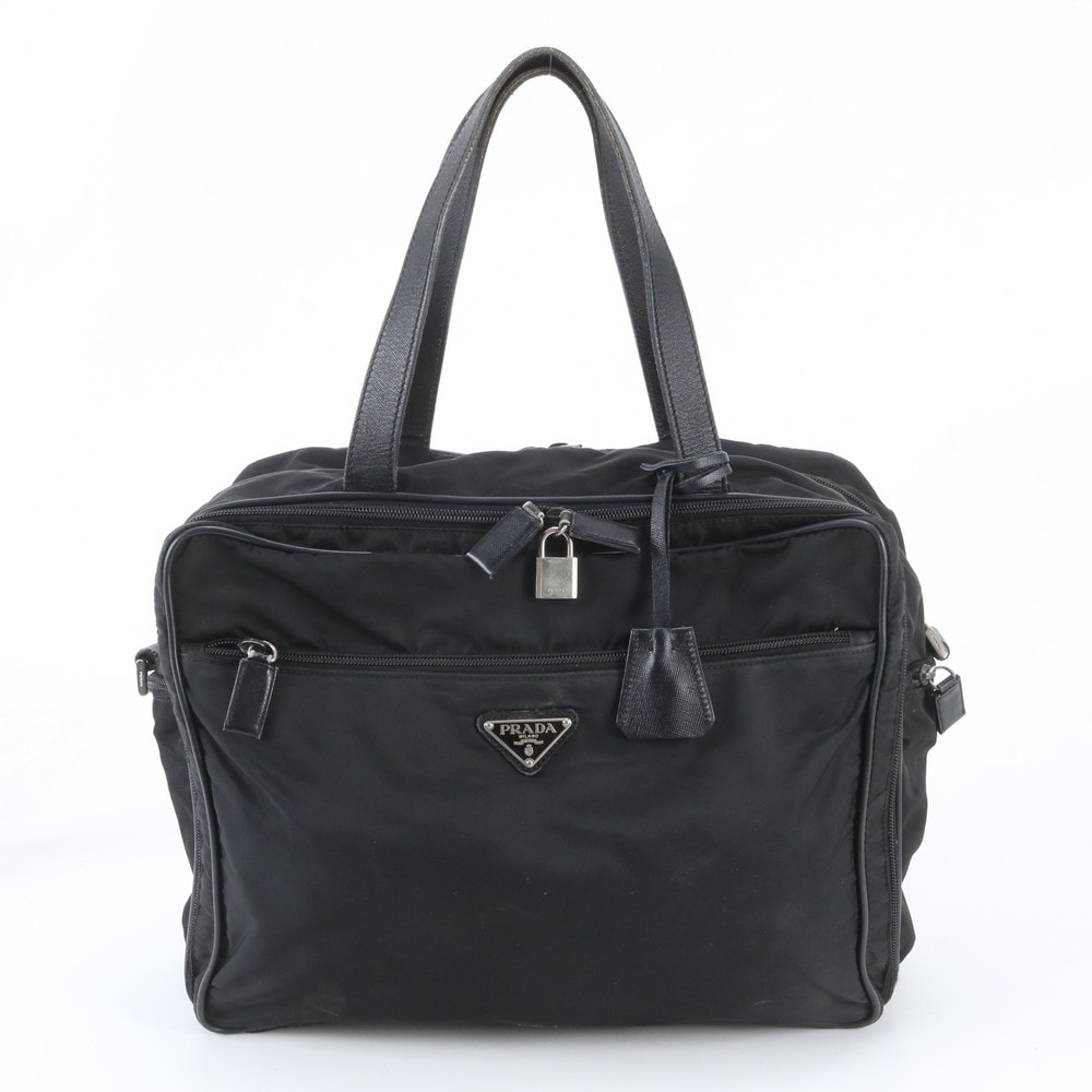 ■美品 プラダ テスート ナイロントライアングルロゴビジネス バッグ
