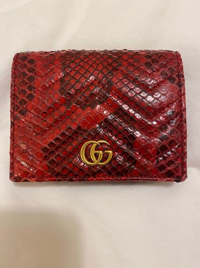 GUCCI GG Marmont Python Card Case Wallet "Red"