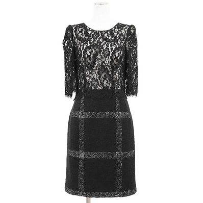 【美品】 ドルチェアンドガッバーナ レース/ブークレニット ワンピース レディース ブラック 40 DOLCE&GABBANA