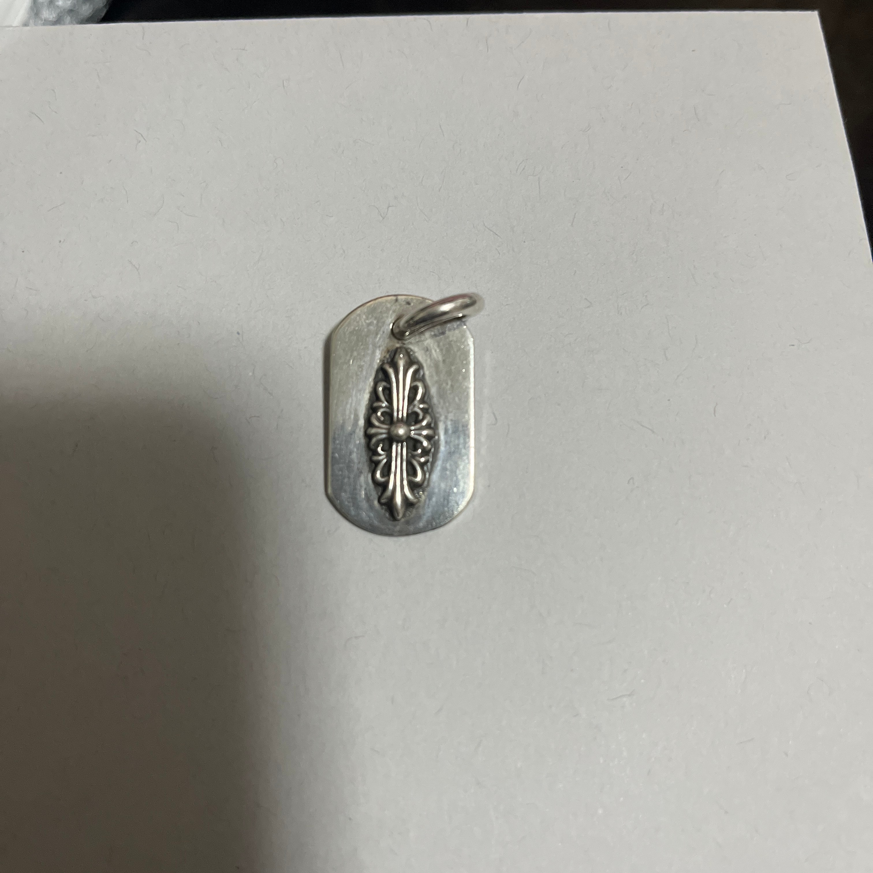 Chrome Hearts Dog Tag S-Lazed Floral Cross "Silver"