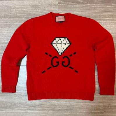 GUCCI グッチ GGゴースト ダイヤモンド ウールニット セーター 赤 S