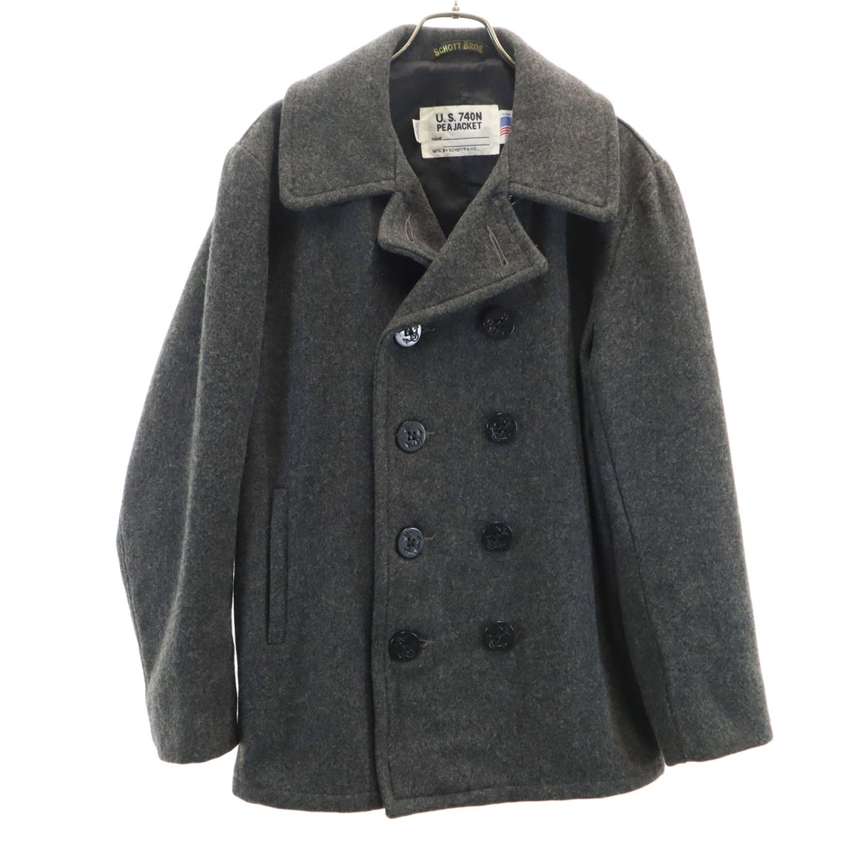 schott ショット USA製 ウールブレンド U.S.740N ピーコート 38 ダークグレー