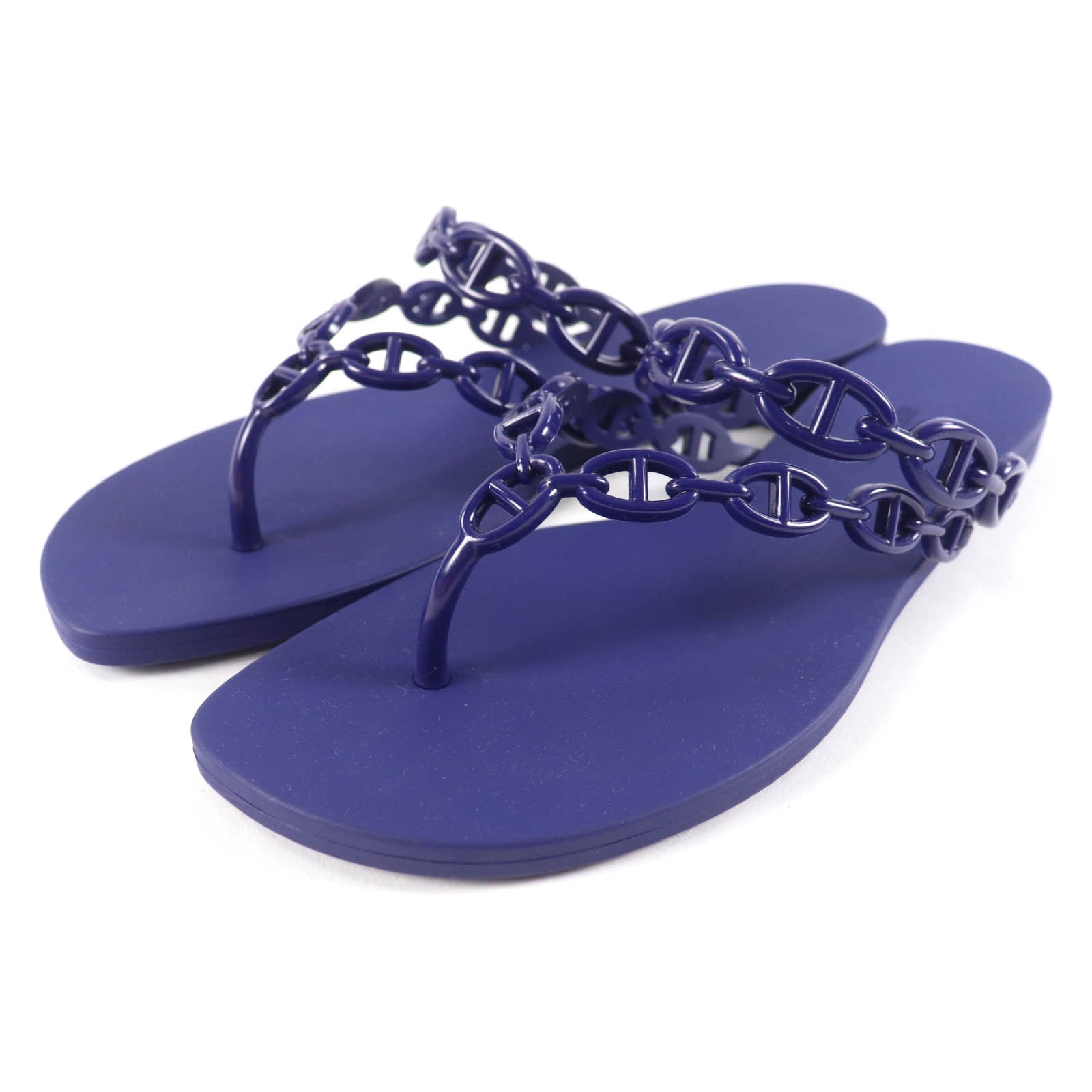 未使用品★HERMES エルメス アイランド シェールダンクル ラバー フラットサンダル ビーチサンダル ネイビー 37 箱・保存袋付 イタリア製 検索 | スニーカーダンク