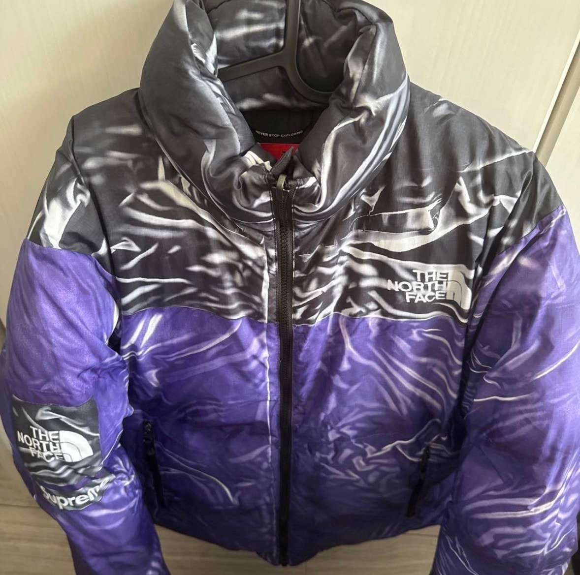 Supreme x The North Face Trompe Loeil Printed Nuptse Jacket "Purple"