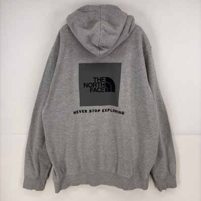 古着 ザ・ノースフェイス THE NORTH FACE パーカー スウェット プルオーバー ロゴ 大きいサイズ バックプリント XL グレー メンズ