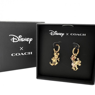 コーチ COACH × Disney ホリデイ ミスマッチ ピアス ミッキー&ミニー ゴールド ラインストーン 正規品【鑑定済み】