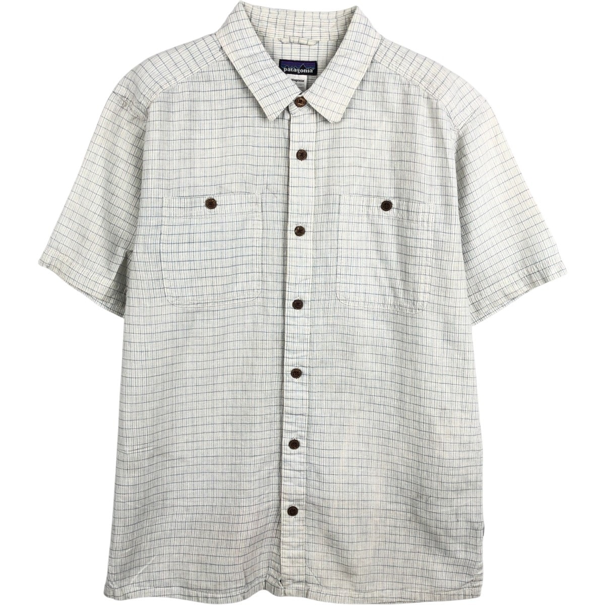 古着 パタゴニア Patagonia マイグレーションヘンプシャツ 53138SP12 チェック柄 半袖 コットン×ヘンプシャツ ボックスシャツ メンズM相当/eaa670042