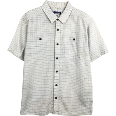 古着 パタゴニア Patagonia マイグレーションヘンプシャツ 53138SP12 チェック柄 半袖 コットン×ヘンプシャツ ボックスシャツ メンズM相当/eaa670042