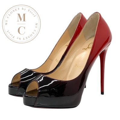 クリスチャンルブタン Christian Louboutin NEW VERY PRIVE 120 パンプス 靴 シューズ パテント レッド ブラック 未使用 グラデーション