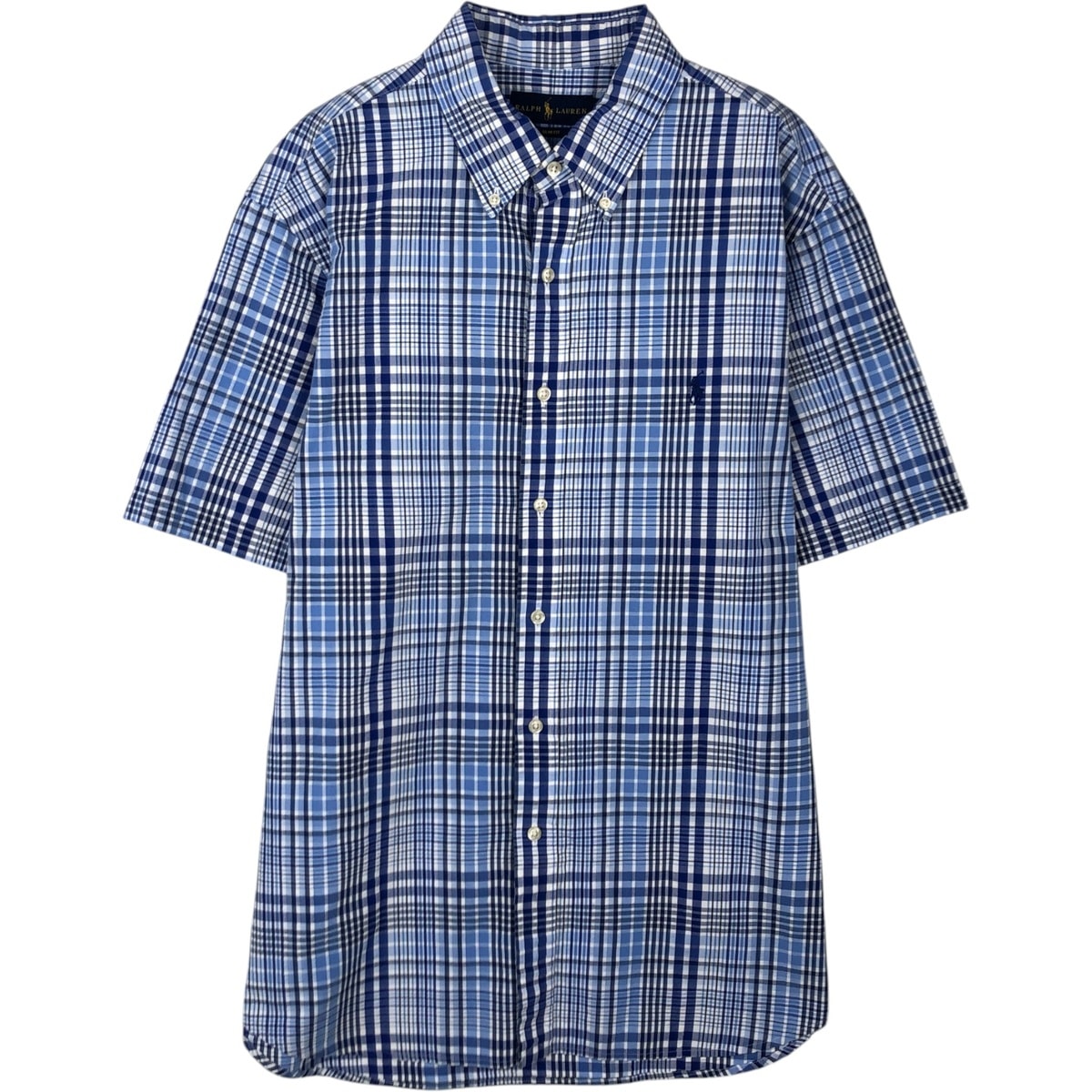 古着 ラルフローレン Ralph Lauren CLASSIC FIT 半袖 ボタンダウン チェックシャツ メンズXL相当/rab182114
