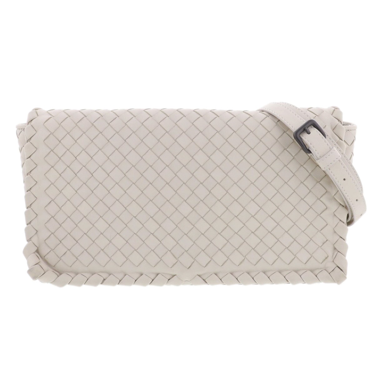 【値下げ】BOTTEGAVENETA ボッテガヴェネタ イントレチャート ショルダーバッグ レザー ホワイト  レディース【中古】
