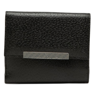 グッチ 二つ折り財布 ブラック レザー レディース GUCCI 【中古】